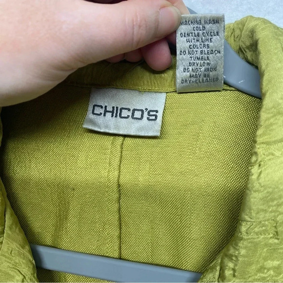 Chicos Womens Crinkle Textured Jacket Lime Green 2 / US MEDIUM - Picture 4 of 6